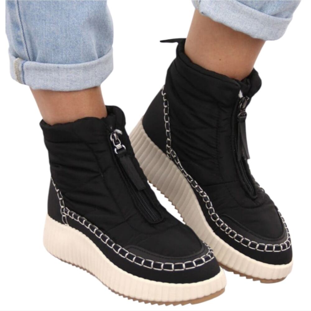 Dolce Vita Womens Devlin Sneaker Puffer High Top Platform Nylon Black Zip Size 9
